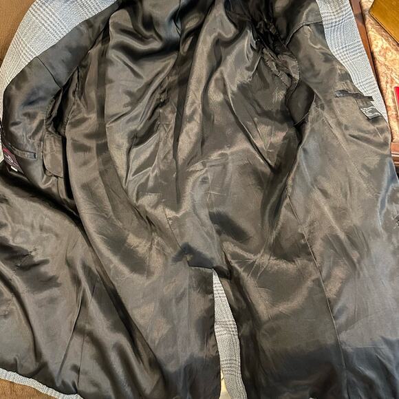 Members Only Mens Plaid Blue Grey Silk Wool Blend Sport Coat Blazer Jacket 44R - Picture 7 of 7